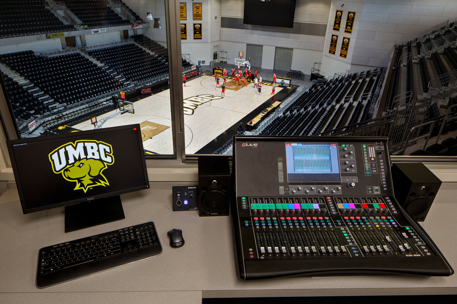 University of Maryland Baltimore County Retrievers basketball arena controls AV System