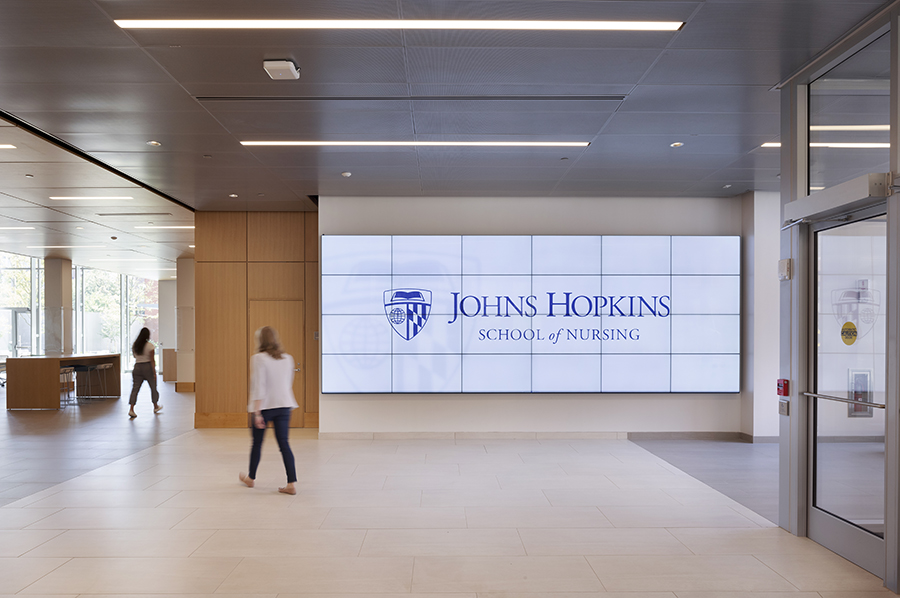 Johns Hopkins School of Nursing lobby video wall
