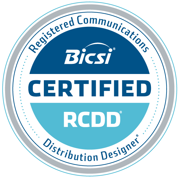 BICSI RCDD Registered Communications Distribution Designer certification badge